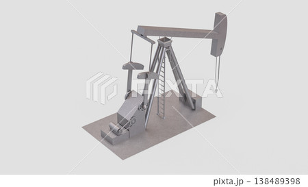 Oil Pump Jack Petroleum Industry Equipment On White Background 3d render. 138489398
