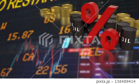 Oil Price Interest Rate Financial Market Energy Concept 3d render. 138489414