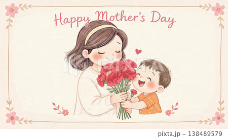 母の日メッセージカード風イラスト 138489579