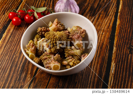 Vegan dietary steamed romanesco cabbage 138489614