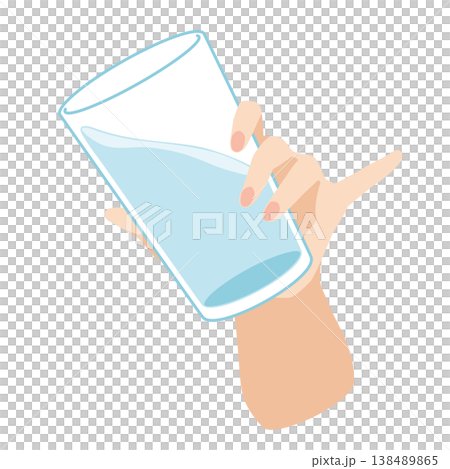 一隻手拿著一杯水 138489865