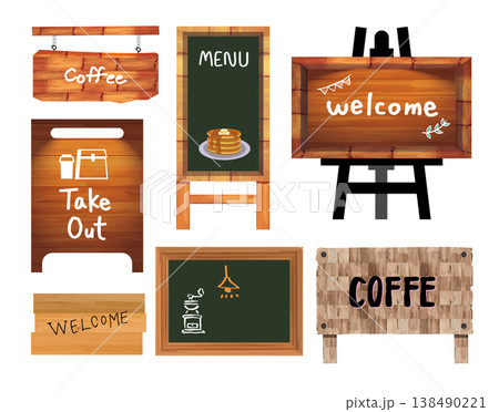 木製の立て看板セット 138490221