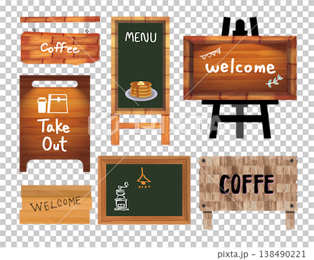 木製の立て看板セット 138490221