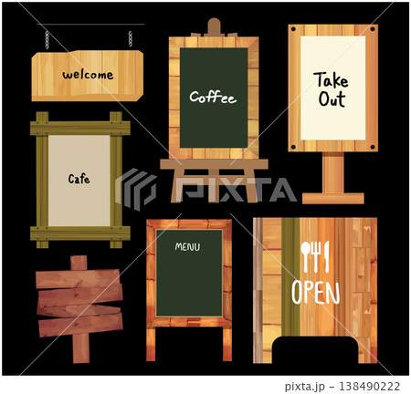 木製の立て看板セット 138490222