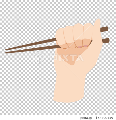 お箸を間違えて持つ手　にぎり箸 138490439