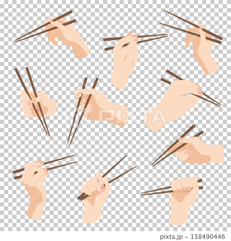 10 patterns of holding chopsticks and eating with chopsticks. 138490446