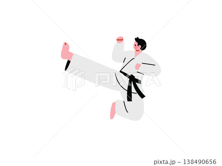 空手の蹴りをする男性のイラスト 空手の蹴りをする男性のイラスト 138490656