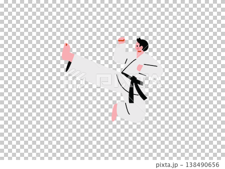 空手の蹴りをする男性のイラスト 空手の蹴りをする男性のイラスト 138490656