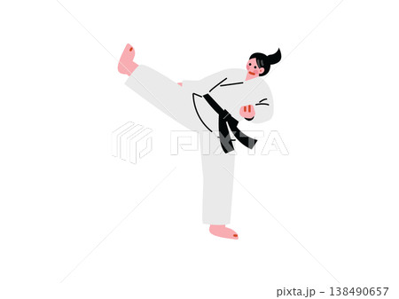 空手の蹴りをする女性のイラスト 空手の蹴りをする女性のイラスト 138490657