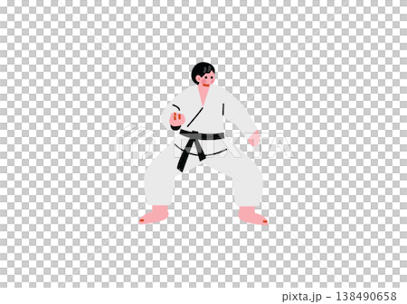 一個人做空手道的插圖 一個人做空手道的插圖 138490658