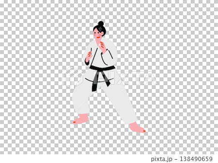 一幅女子練習空手道的插圖 138490659