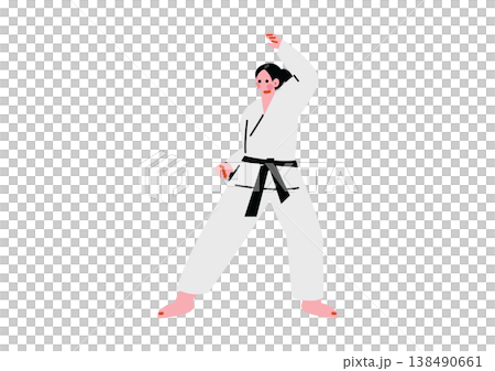 一幅女子練習空手道的插圖 138490661