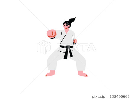 空手のパンチをする女性のイラスト 空手のパンチをする女性のイラスト 138490663