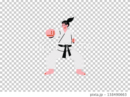 空手のパンチをする女性のイラスト 空手のパンチをする女性のイラスト 138490663