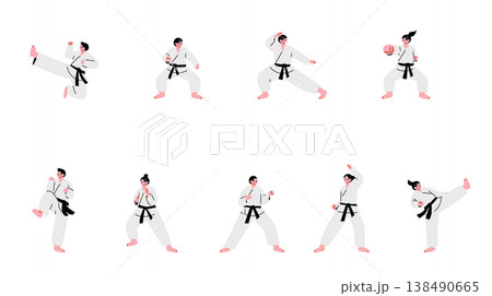 空手をする人々のイラストセット 138490665
