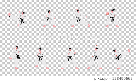 空手をする人々のイラストセット 138490665