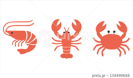 flat vector icon with long shadow shrimps flat vector icon with long shadow shrimps 138490688