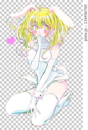 Woman with bunny ears, white, romance 138490760