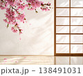 春の和空間背景｜桜と障子のやさしい光 138491031