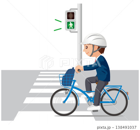高校生自転車ヘルメット信号無視 高校生自転車ヘルメット信号無視 138491037