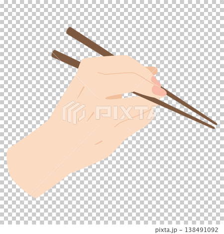 Hand holding chopsticks Grab and eat with chopsticks 138491092