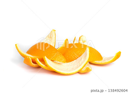 Fresh Orange Peels Isolated on White Background 138492604