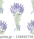 Lavender flowers bouquets seamless pattern. Hand drawn vector illustration 138492736