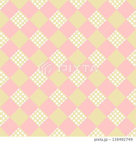 ピンク×クリーム色×白水玉模様 ピンク×クリーム色×白水玉模様 138492749
