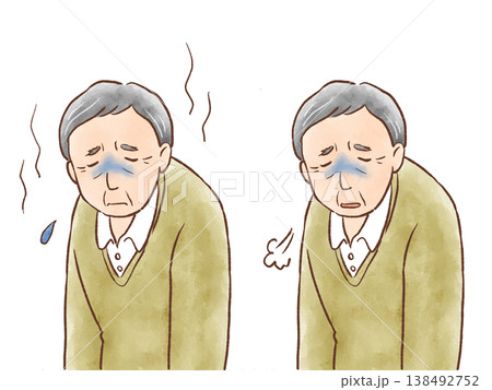 落ち込む高齢男性(うつ病・認知症) 落ち込む高齢男性(うつ病・認知症) 138492752