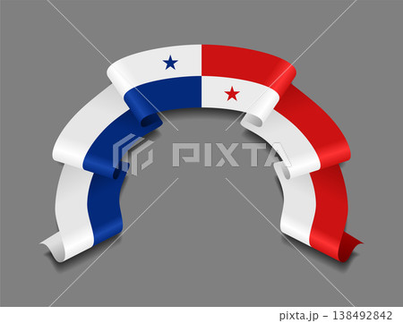 Panama flag wavy ribbon, ideal for patriotic badges, certificates, or cultural design themes. Vector illustration. 138492842