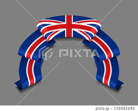 British flag wavy ribbon, ideal for patriotic badges, certificates, or cultural design themes. Vector illustration. British flag wavy ribbon, ideal for patriotic badges, certificates, or cultural design themes. Vector illustration. 138492899