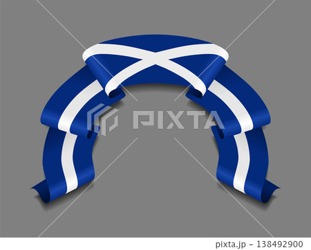 Scottish flag wavy ribbon, ideal for patriotic badges, certificates, or cultural design themes. Vector illustration. Scottish flag wavy ribbon, ideal for patriotic badges, certificates, or cultural design themes. Vector illustration. 138492900