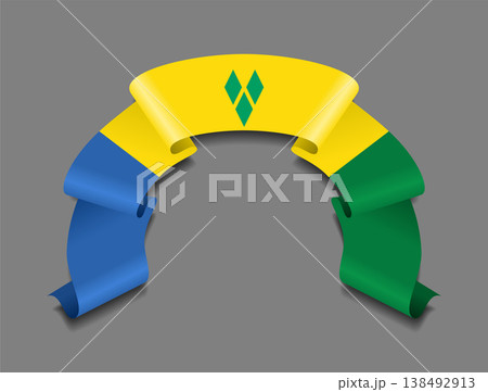 Saint Vincent and the Grenadines flag wavy ribbon, ideal for patriotic or cultural design themes. Vector illustration. Saint Vincent and the Grenadines flag wavy ribbon, ideal for patriotic or cultural design themes. Vector illustration. 138492913