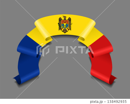 Moldovan flag wavy ribbon, ideal for patriotic badges, certificates, or cultural design themes. Vector illustration. Moldovan flag wavy ribbon, ideal for patriotic badges, certificates, or cultural design themes. Vector illustration. 138492935