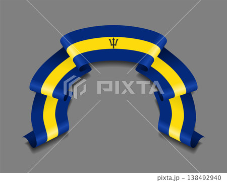 Barbadian flag wavy ribbon, ideal for patriotic badges, certificates, or cultural design themes. Vector illustration. Barbadian flag wavy ribbon, ideal for patriotic badges, certificates, or cultural design themes. Vector illustration. 138492940