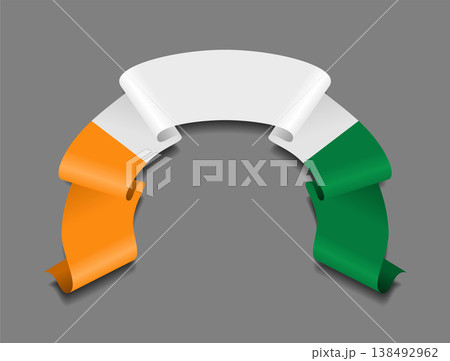 Ivory Coast flag wavy ribbon, ideal for patriotic badges, certificates, or cultural design themes. Vector illustration. 138492962