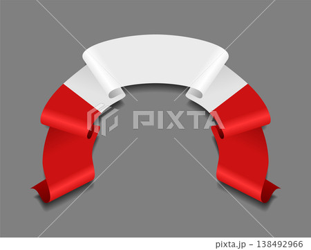 Peruvian flag wavy ribbon, ideal for patriotic badges, certificates, or cultural design themes. Vector illustration. 138492966