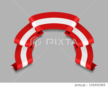 Peruvian flag wavy ribbon, ideal for patriotic badges, certificates, or cultural design themes. Vector illustration. 138492969
