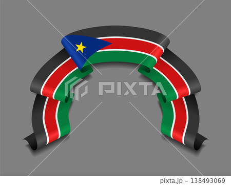 South Sudan flag wavy ribbon, ideal for patriotic badges, certificates, or cultural design themes. Vector illustration. South Sudan flag wavy ribbon, ideal for patriotic badges, certificates, or cultural design themes. Vector illustration. 138493069