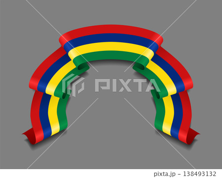 Mauritius flag wavy ribbon, ideal for patriotic badges, certificates, or cultural design themes. Vector illustration. Mauritius flag wavy ribbon, ideal for patriotic badges, certificates, or cultural design themes. Vector illustration. 138493132