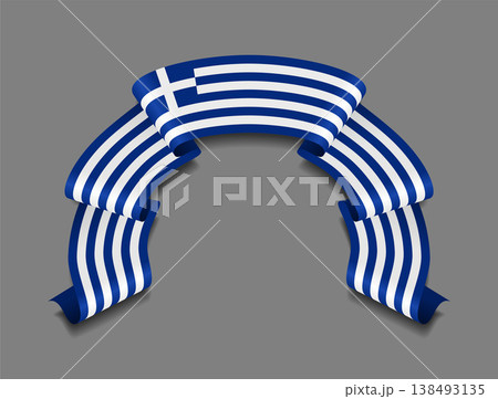Greek flag wavy ribbon, ideal for patriotic badges, certificates, or cultural design themes. Vector illustration. Greek flag wavy ribbon, ideal for patriotic badges, certificates, or cultural design themes. Vector illustration. 138493135