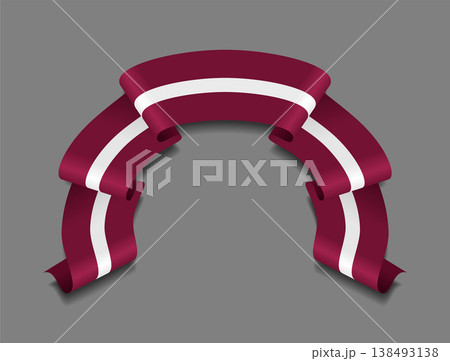 Latvian flag wavy ribbon, ideal for patriotic badges, certificates, or cultural design themes. Vector illustration. 138493138