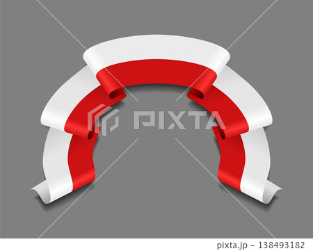 Polish flag wavy ribbon, ideal for patriotic badges, certificates, or cultural design themes. Vector illustration. 138493182