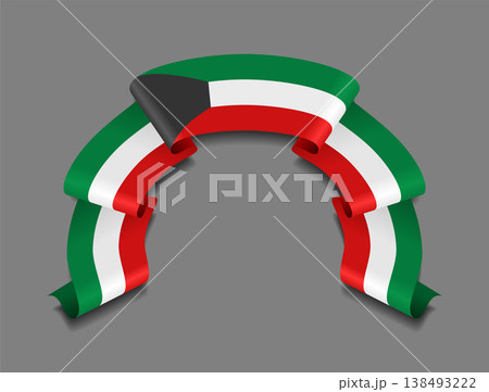Kuwaiti flag wavy ribbon, ideal for patriotic badges, certificates, or cultural design themes. Vector illustration. Kuwaiti flag wavy ribbon, ideal for patriotic badges, certificates, or cultural design themes. Vector illustration. 138493222
