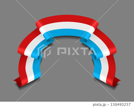 Luxembourg flag wavy ribbon, ideal for patriotic badges, certificates, or cultural design themes. Vector illustration. 138493257