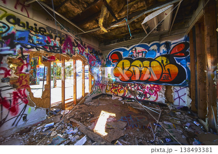 Graffiti Art and Urban Decay Inside Abandoned Lake Dolores Water Park California 138493381