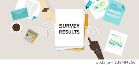 survey results document folders overhead view of business collaborative data analysis and strategic planning in a professional office environment survey results document folders overhead view of business collaborative data analysis and strategic planning in a professional office environment 138494250