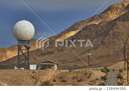 Weather Doppler Radar Station and Desert Mountain Landscape in Nevada Weather Doppler Radar Station and Desert Mountain Landscape in Nevada 138494380