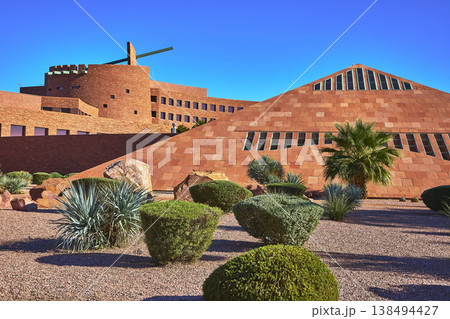 Modern Desert Architecture and Landscaping in Las Vegas Nevada Under Blue Sky Modern Desert Architecture and Landscaping in Las Vegas Nevada Under Blue Sky 138494427