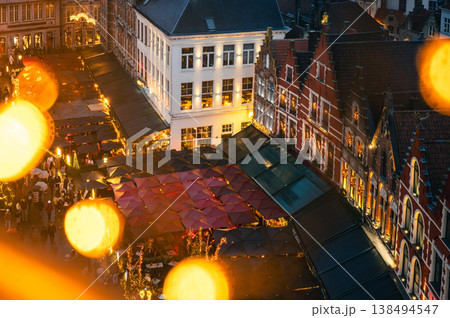 Christmas market decorated and illuminated in Bruges, Belgium. Christmas market decorated and illuminated in Bruges, Belgium. 138494547